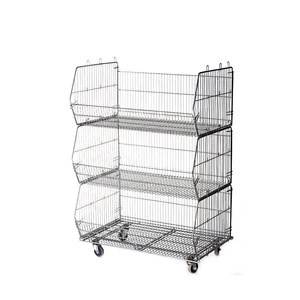 Powder coating wire container mesh pallet storage cage for supermarket