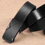 Premium Quality Dress Waist Ratchet Adjustable Belts Automatic Buckle Business Casual Men's Genuine Leather belt