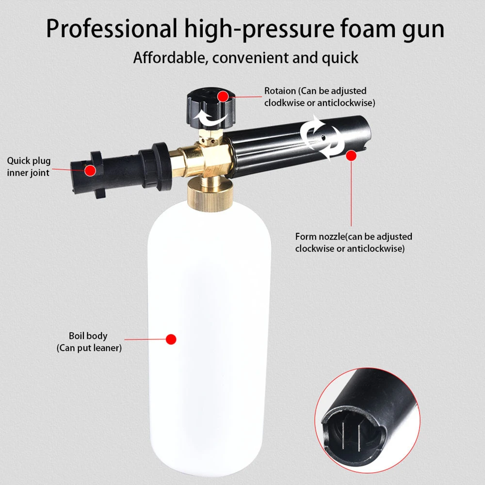 Pressure Washer Foam Cannon with Connector, Adjustable Snow Foam Lance 1L Bottle, Jet Car Wash Foam Blaster Soap Gun