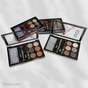 Private label Professional 6 Color Eyebrow Powder Highlighter  Brow Makeup Kits Make Up Artist Palette Eyebrow stencils