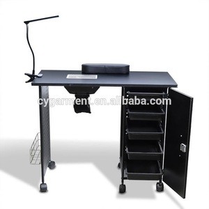 Professional nail polish putting nail table with side drawers