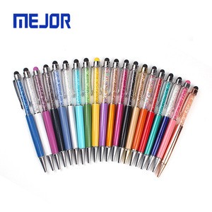 Promotional gift Akley diamond colors Acrylic Crystal Pens with ball-pen touch screen stylus pen