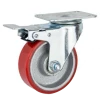 PU Swivel Office Casters Wheels Furniture Casters Red Face Iron Core Polyurethane wheel