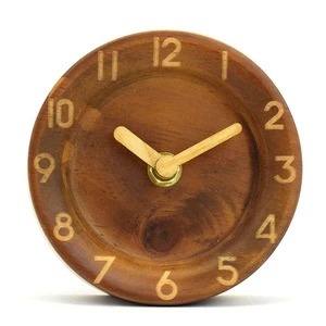 QingFeng Factory Custom Handmade Wood Material Wooden Desk Table Alarm Clock