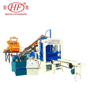 QT4-15C Hongfa brand concrete interlocking brick making machine production line