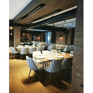Restaurant Cafe Home Table Dining Set Project Customized Various Style Wooden Metal Composit Marble Polyurethan Tufted Chairs