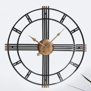 Retro vintage iron decorative antique metal  wall clock for living room bedroom office use