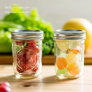 round clear ball wide_mouth glass Mason Jar with metal Lids for Jam, Honey,salad