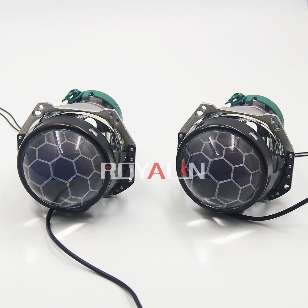 ROYALIN OEM ODM Full Metal Black Bracket 3.0 Blue Honeycomb Bi Xenon HID Projector Lens