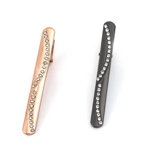 Shiny colorful crystal rhinestone tie bar clip for men and tie pin gift for sale