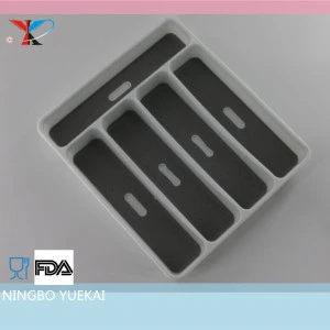Silicone nonslip5 Compartment Cutlery Tray Kitchen Drawer Organizer Flatware Silverware Utensil Storage Holder