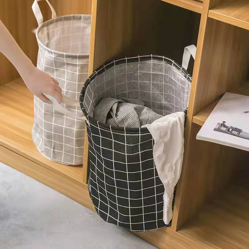 Simple lattice storage bucket folding dirty clothes basket fabric storage basket storage box household debris box