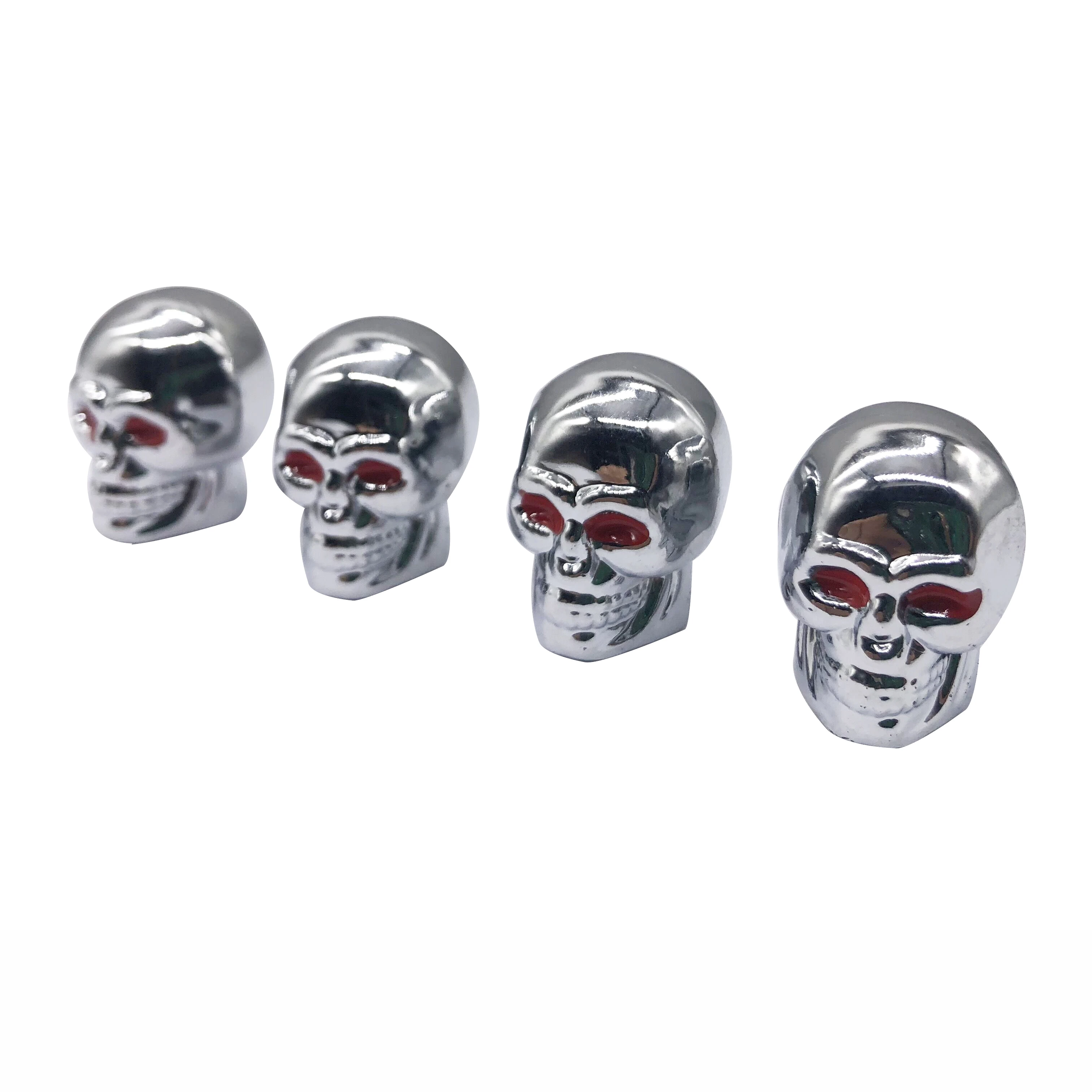 Skull Tire Valve Caps Chrome-plated ABS with Brass Insert Valve Stem Caps Covers
