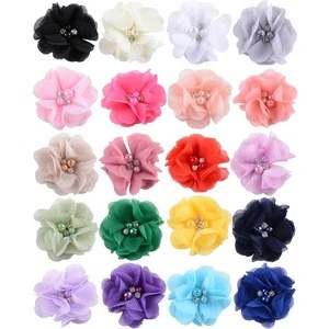 Small and pure and fresh pearl chiffon flowers for the baby girls for clothes or hair accessories