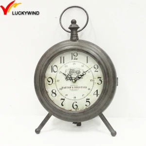small round retro metal antique table clock