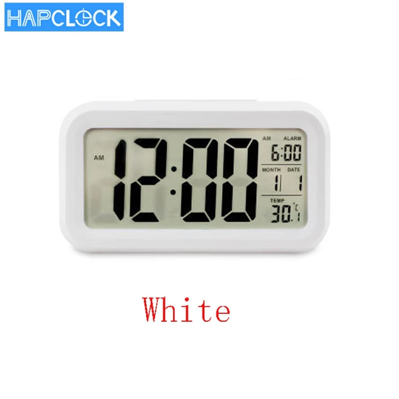 Smart with Day Date Temperature Alarm and Backlight Desk Table Clock with Snooze LCD Travel