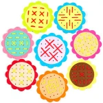 soft felt circle round learning fine motor skills early educational toys kids threading board lacing toy