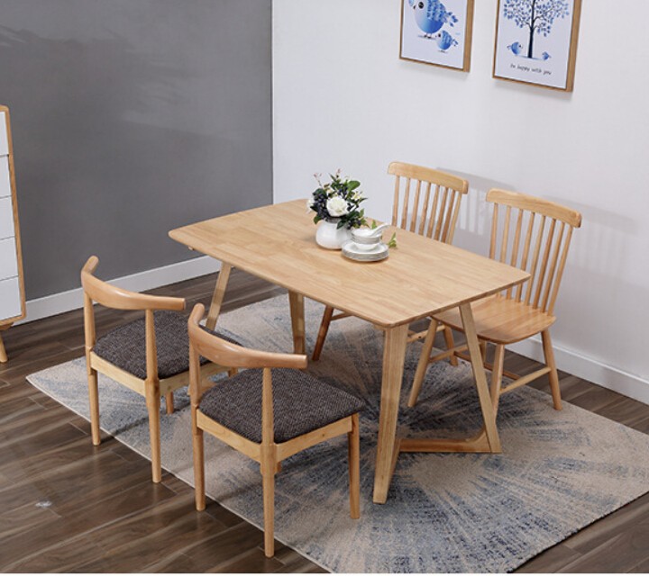 Solid wood dining table and chair combination / solid wood rectangular dining room furniture / dining table