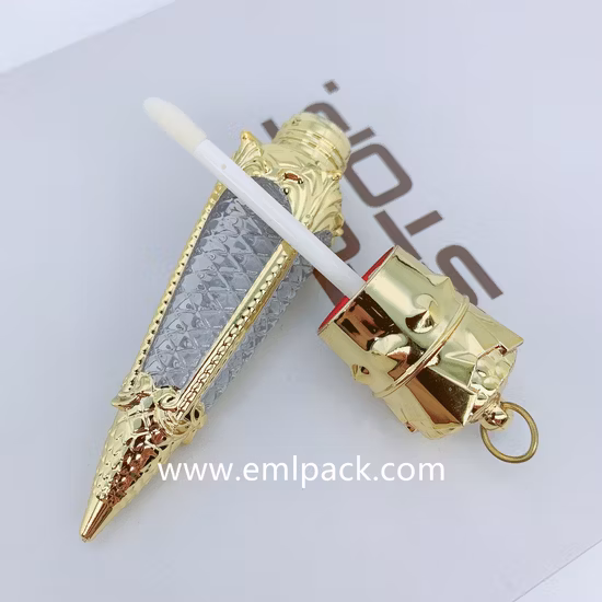 Import Eml LG2321 Unique Design Lipgloss Empty Tube Metallized Gold Laser Printing Liquid Lipstick Container 4.5ml Keychain Portale Cosmeitcs Packaging Lipgloss Tube from China