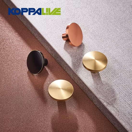 Koppalive Minimalist Solid Brass Kitchen Cabinet Knobs Convex Surface Round Furniture Drawer Knob