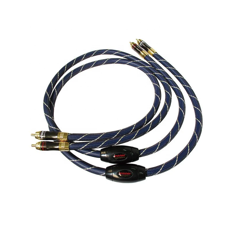 Speaker  HI-FI STEREO CABLE gold and silver wire and cable audio and video line gold signal rca cable