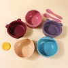 Spill Proof Cute Cartoon Bear Toddler Dinner Bowl Silicone Baby Suction Feeding Bowl with Spoon