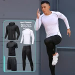 Sports Suit Mens Quick-drying Suit High-elastic Five-piece Basketball Running Fitness Training Suit