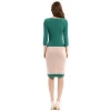 Spring fall modern ladies formal pencil dress long sleeve contrast color office dresses women