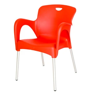 Stackable Leisure Restaurant Outdoor Furniture Colorful Plastic  Dining Chair, Red