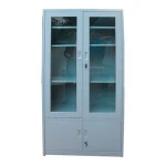 Stainless steel cupboard file cabinet with double glass door