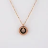 Stainless Steel Rose Gold Classic Women Necklace Engraved Roman Numeral Number Two Rings Double Ring Necklace