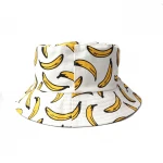 Stock Custom Reversible White Bucket Hat With Banana Printing