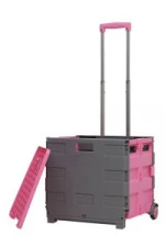 Storage Baskets Folding Shopping Plastic Supermarket Trolley With Wheels