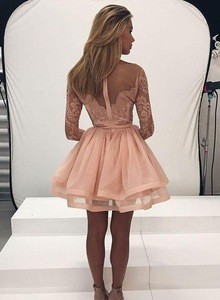 Stunning long sleeve appliques Homecoming Dresses