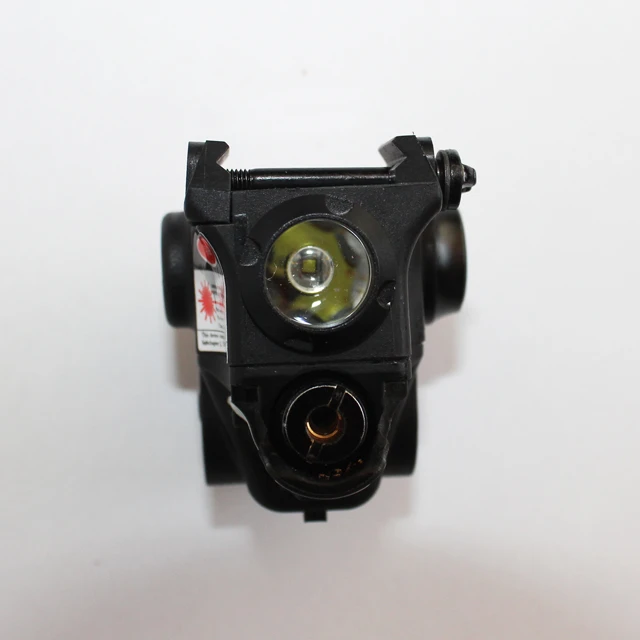 Subcompact pistol mounted green laser sight and 80lm LED flashlight