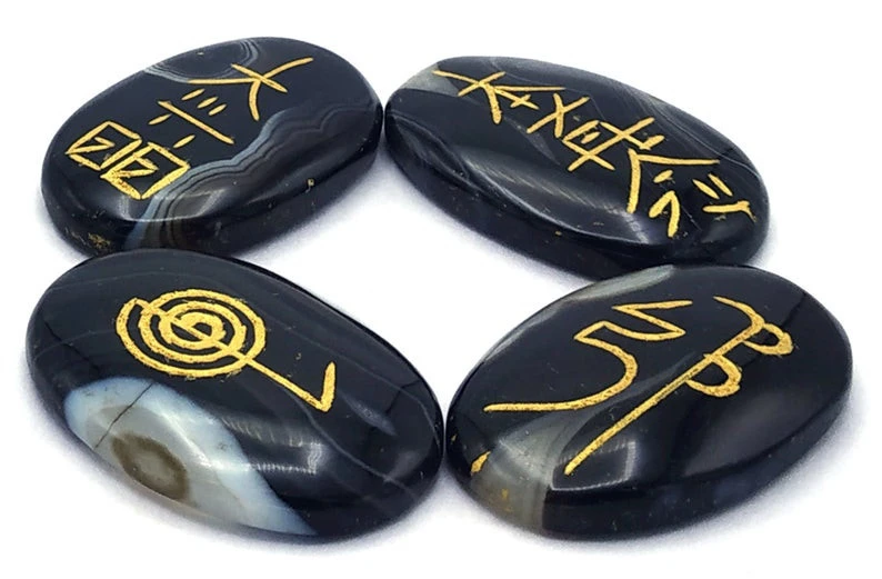 Sulaemani Agate Reiki Symbols Set of oval (Reiki Healing Stones and Crystal)