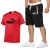 Import Summer mens 2-piece loose T-shirt shorts suit plus size drawstring custom men shorts from China