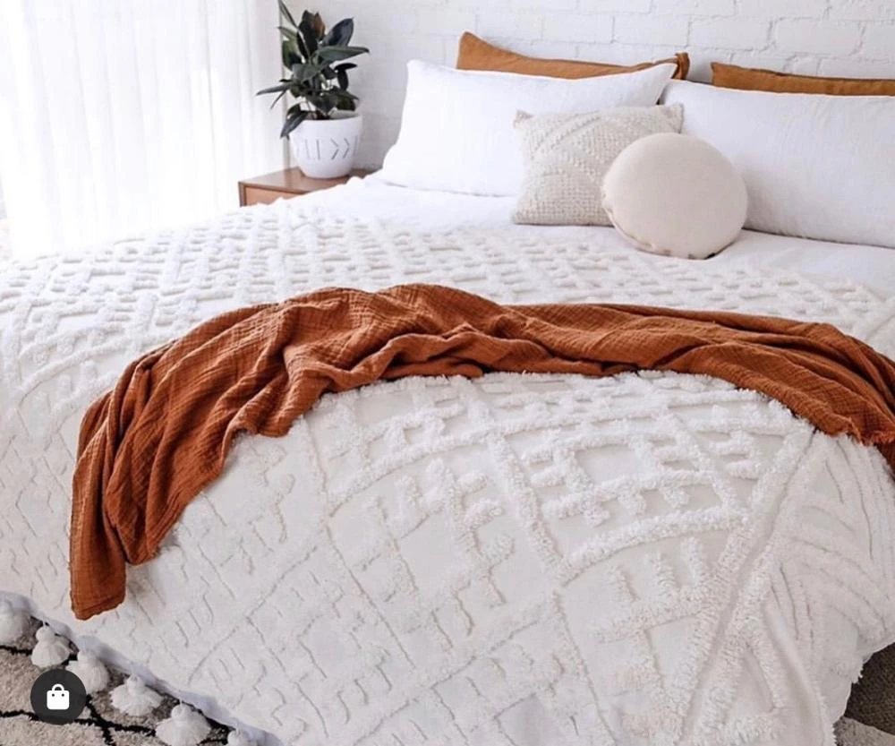 super luxurious pompom handmade cotton woven decorative throw blanket