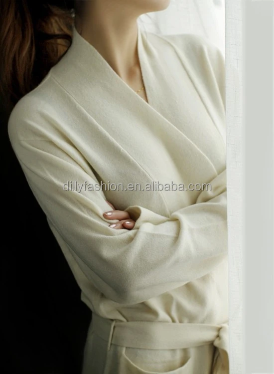 Super soft luxury night sleeping pure cashmere robe for women