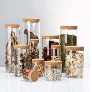 Supply All Sizes Clear Storage Round Glass Jar With Cork Lid