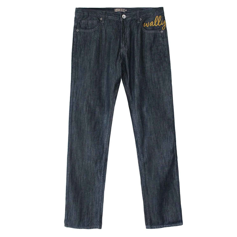 Surplus Apparel Stock Spring Men Classic Mid Waist Flexible Embroidery Logo Denim Jeans