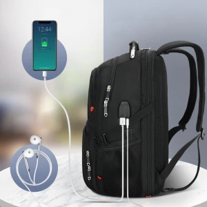 SWICKY Mochila con cargador morrales para hombre Smart USB Backpack Knapsack Bag fit to 15.6 Inch laptop school backpack