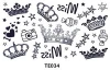 TE034 Imperial Crown Tattoo Stickers /Safe Temporary Tattoo Sticker