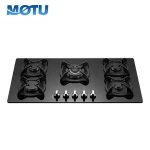 Tempered glass built in/table 5 burners cooker gas cooktop