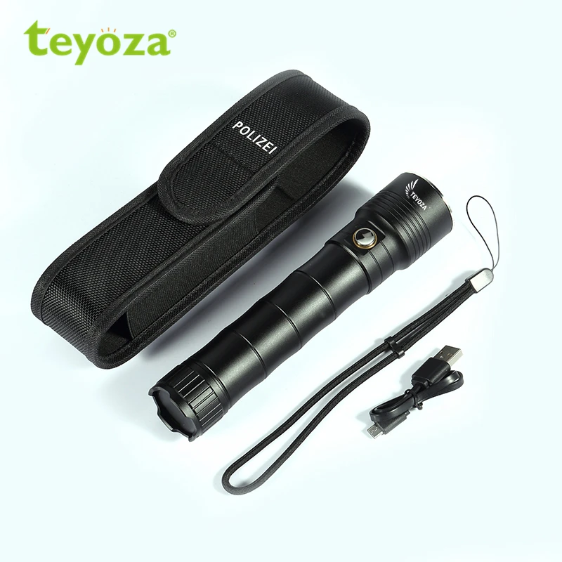 teyoza 450 lumens IP68 waterproof USB charging aluminium alloy rechargeable Led torch light