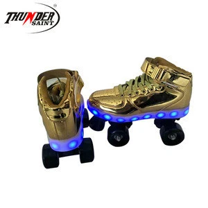 Thundersaint outdoor LED flashing quad roller skating for kids