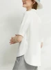 Tongrui Fashion Women Blouse Shirt Half Length Sleeve Shirts Woman Solid Stand Collar Office blouses Women Vent Hem