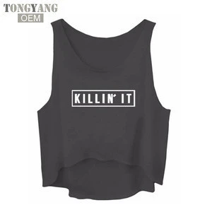 Tongyang Tank Tops Women Killin It Letter Print Sporting Fitness Vest Sleeveless Crop Top OEM custom women tank tops