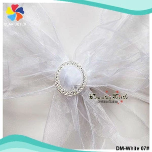 Top Quality White Organza Sash With Silver Diamond Buckle For Chair Cover Decoration