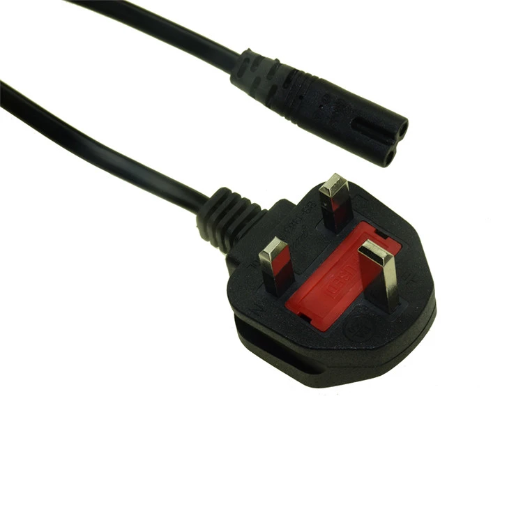 UK plug  2 Pin AC Power Cable with Fuse Cable Wire AC Power Cord for Computer/Printer